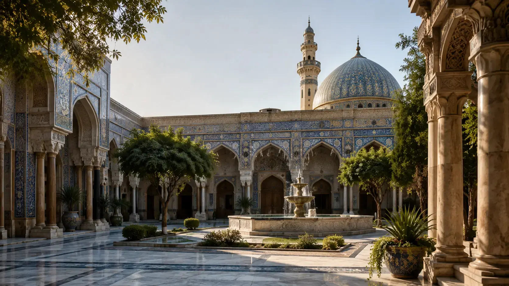 Islamic architectural courtyard representing long-term endowment stewardship.