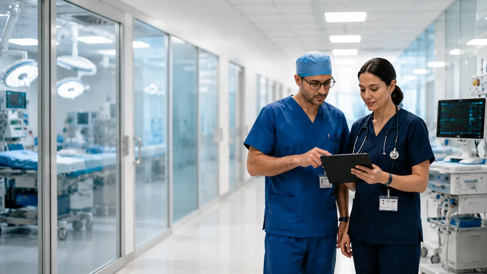 Healthcare operations technology visual representing digital hospital foundations